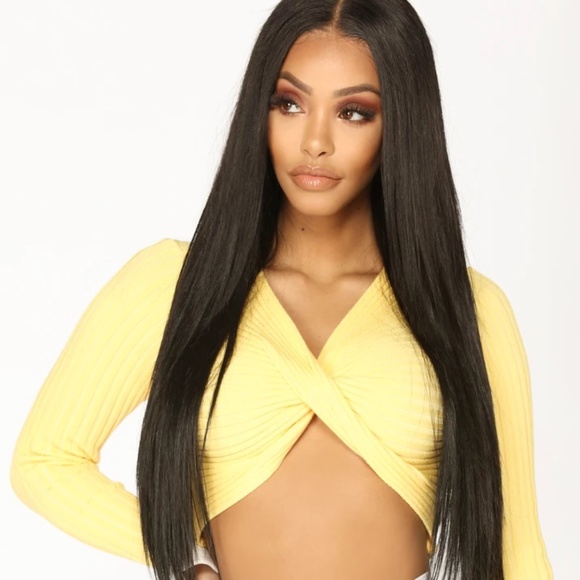 Yellow Front Twist Crop Top - Picture 1 of 4